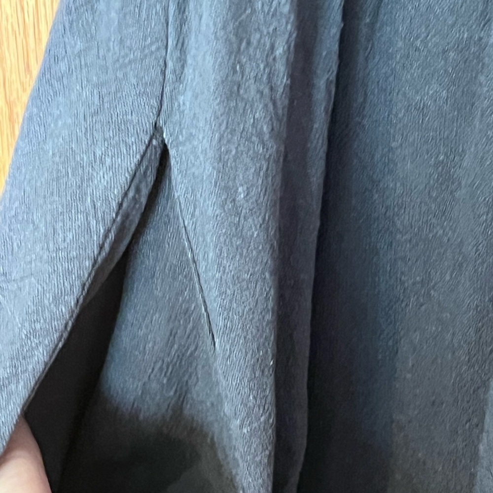 Button-Front V-Neck Midi Dress - Charcoal- Neuflora - Picture 4 of 5
